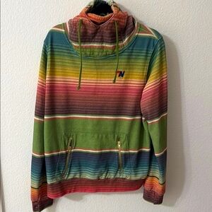 Aviator Nation Green and Red striped ninja hoodie sweatshirt-size XL